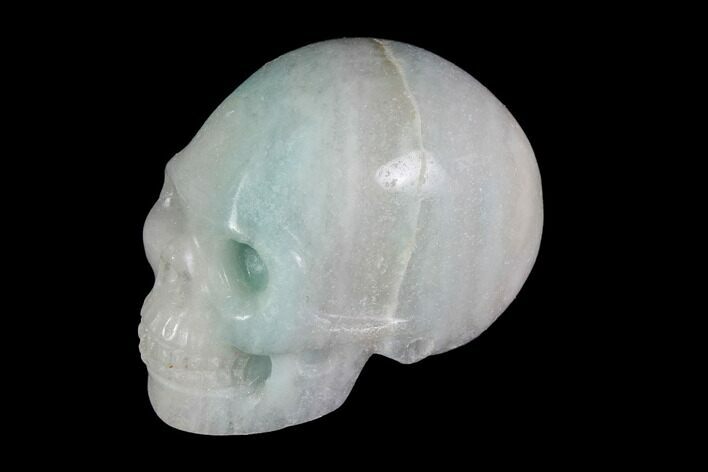 Realistic, Carved, White and Green Jade Skull #116563